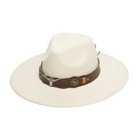 Chokore Chokore fedora hat with Ox head belt  (Off White)