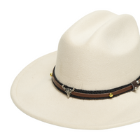 Chokore Chokore American Cowhead Pinched Cowboy Hat   (Off White)