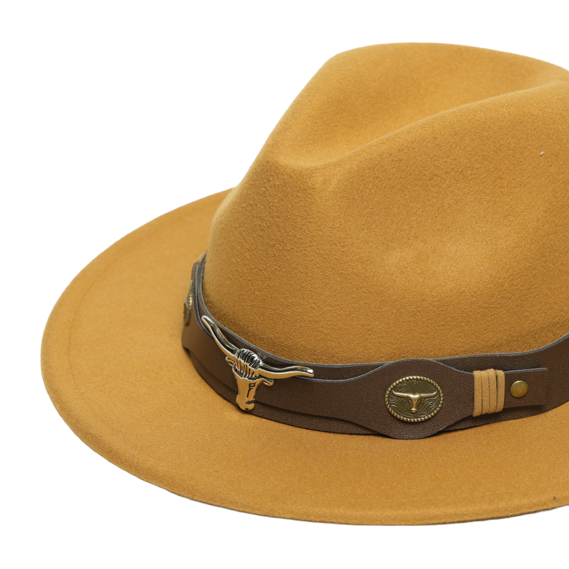 Chokore Chokore Fedora Hat with Ox head belt  (Camel) Chokore Fedora Hat with Ox head belt  (Camel) 