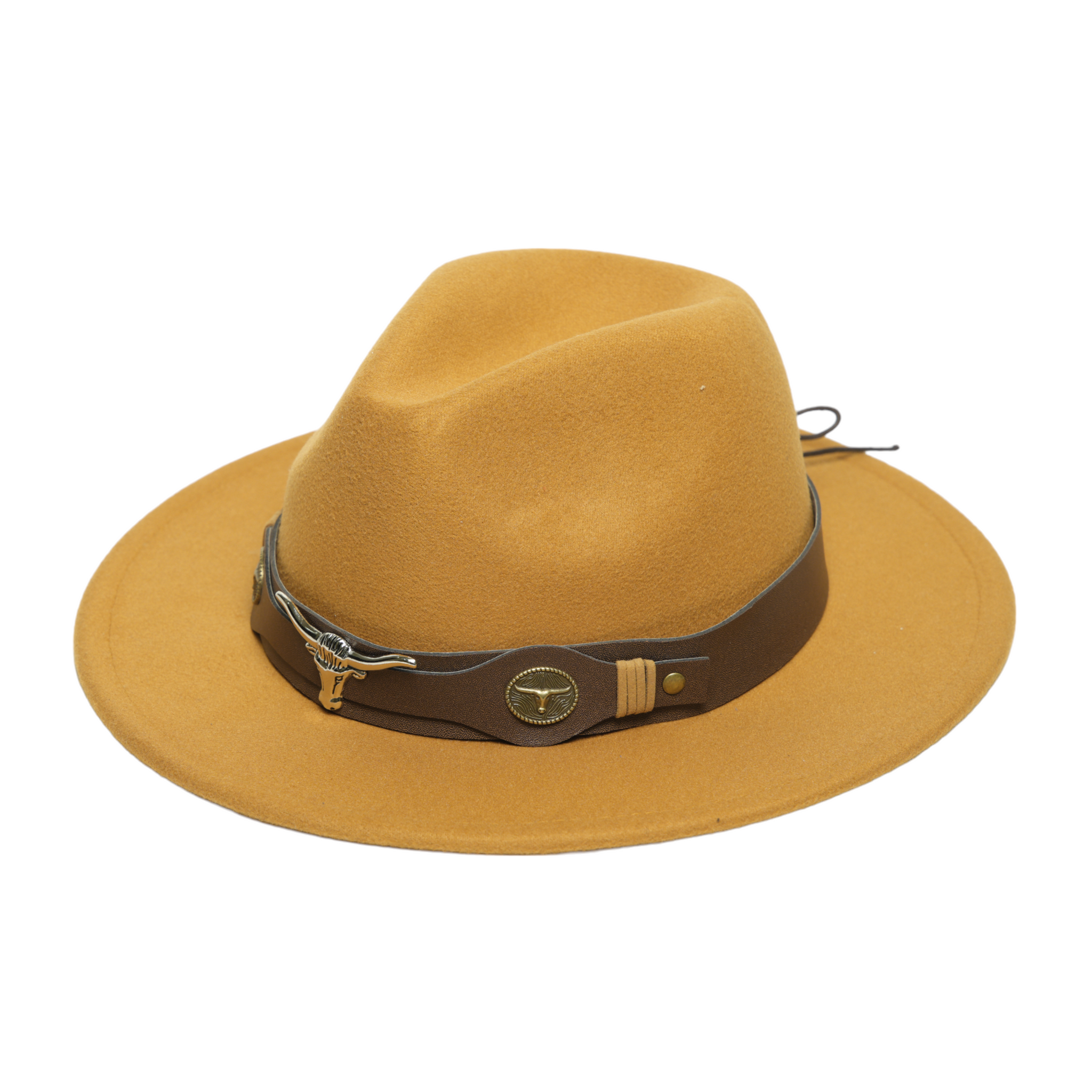 Chokore Fedora Hat with Ox head belt  (Camel)