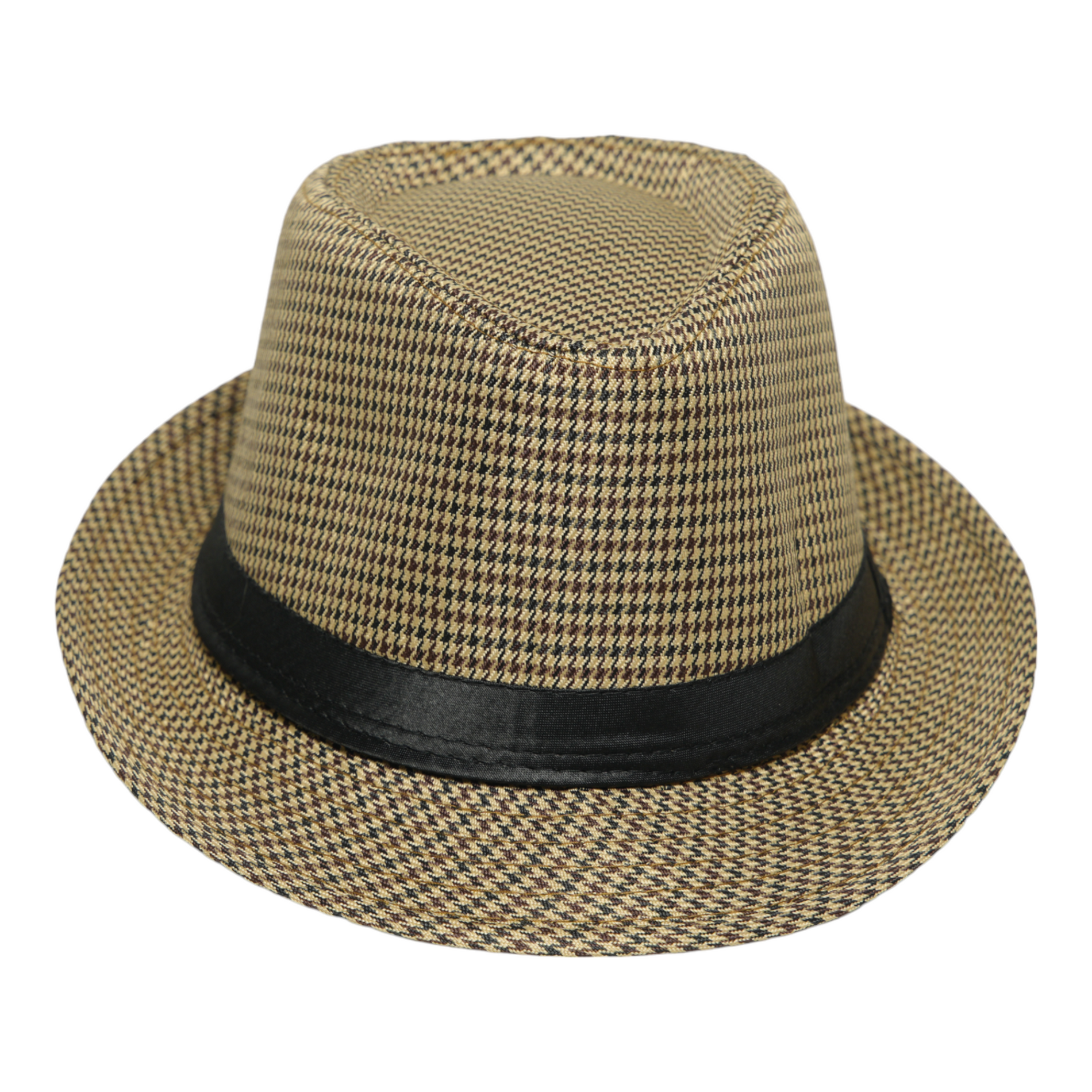 Chokore Chokore Fedora Hat in Houndstooth Pattern (Khaki) Chokore Fedora Hat in Houndstooth Pattern (Khaki) 