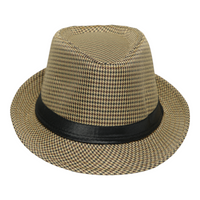 Chokore Chokore Fedora Hat in Houndstooth Pattern (Khaki)