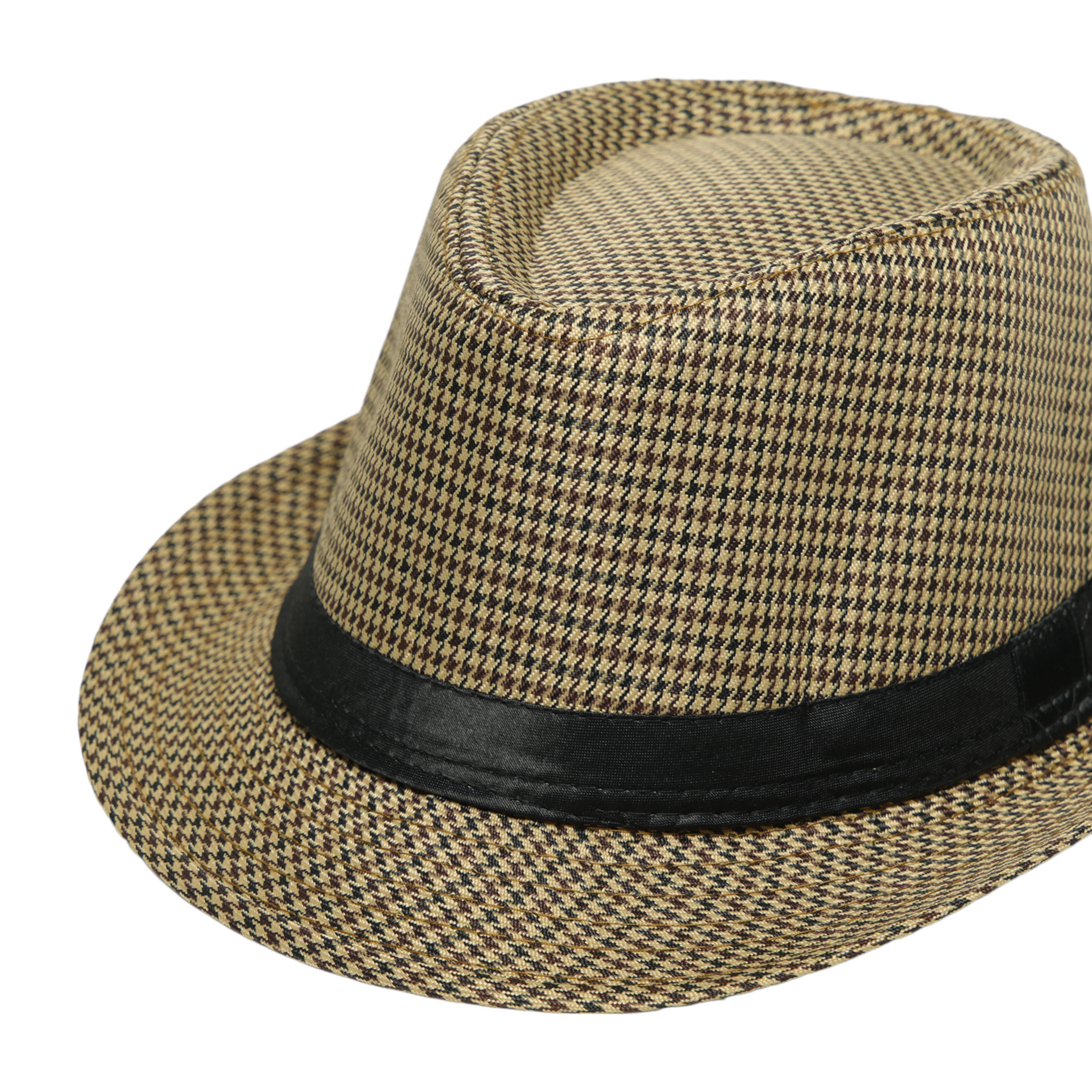 Chokore Chokore Fedora Hat in Houndstooth Pattern (Khaki) Chokore Fedora Hat in Houndstooth Pattern (Khaki) 