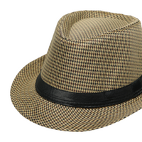 Chokore Chokore Fedora Hat in Houndstooth Pattern (Khaki)