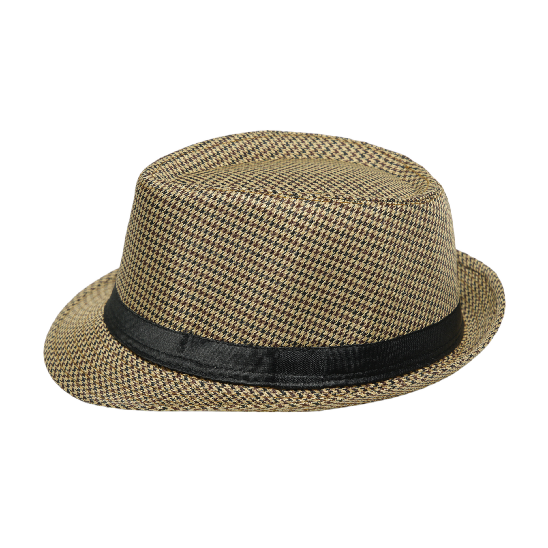 Chokore Chokore Fedora Hat in Houndstooth Pattern (Khaki) Chokore Fedora Hat in Houndstooth Pattern (Khaki) 