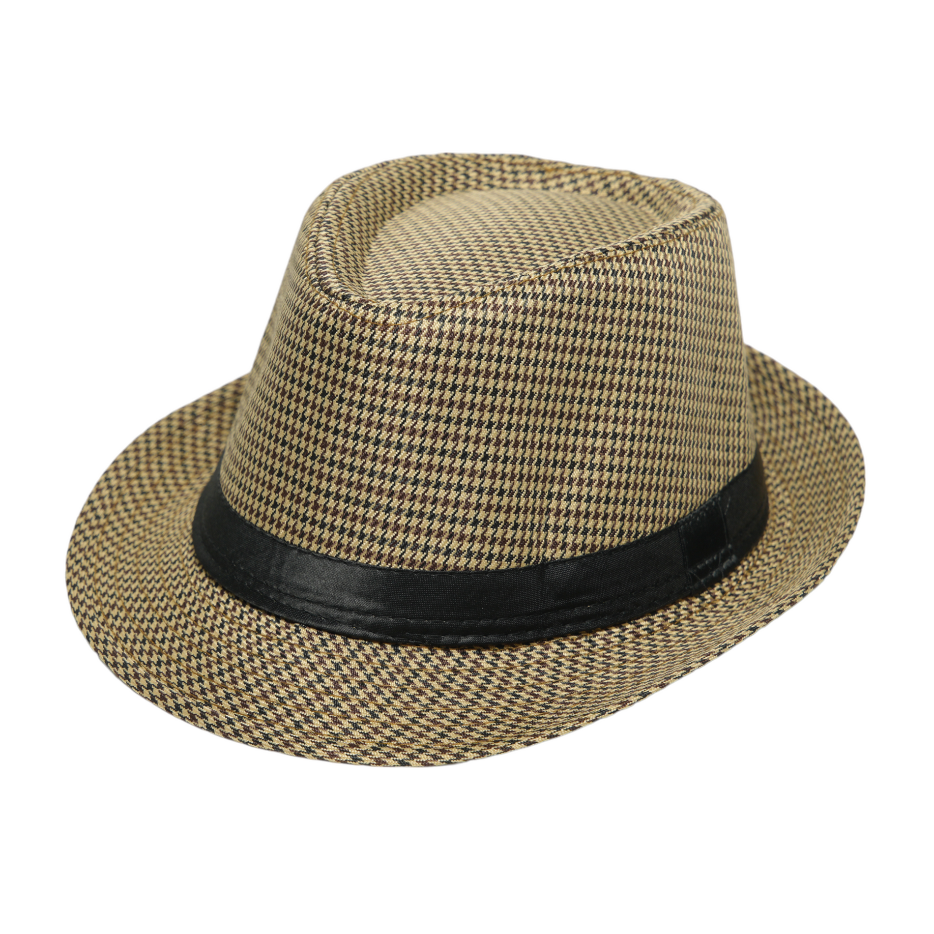 Chokore Chokore Fedora Hat in Houndstooth Pattern (Khaki) Chokore Fedora Hat in Houndstooth Pattern (Khaki) 