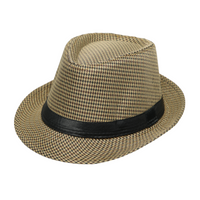 Chokore Chokore Fedora Hat in Houndstooth Pattern (Khaki)