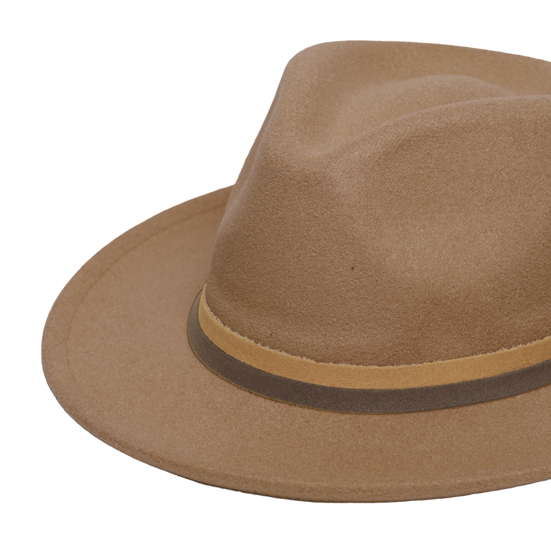 Chokore Chokore Fedora Hat with Dual Tone Band (Khaki) Chokore Fedora Hat with Dual Tone Band (Khaki) 