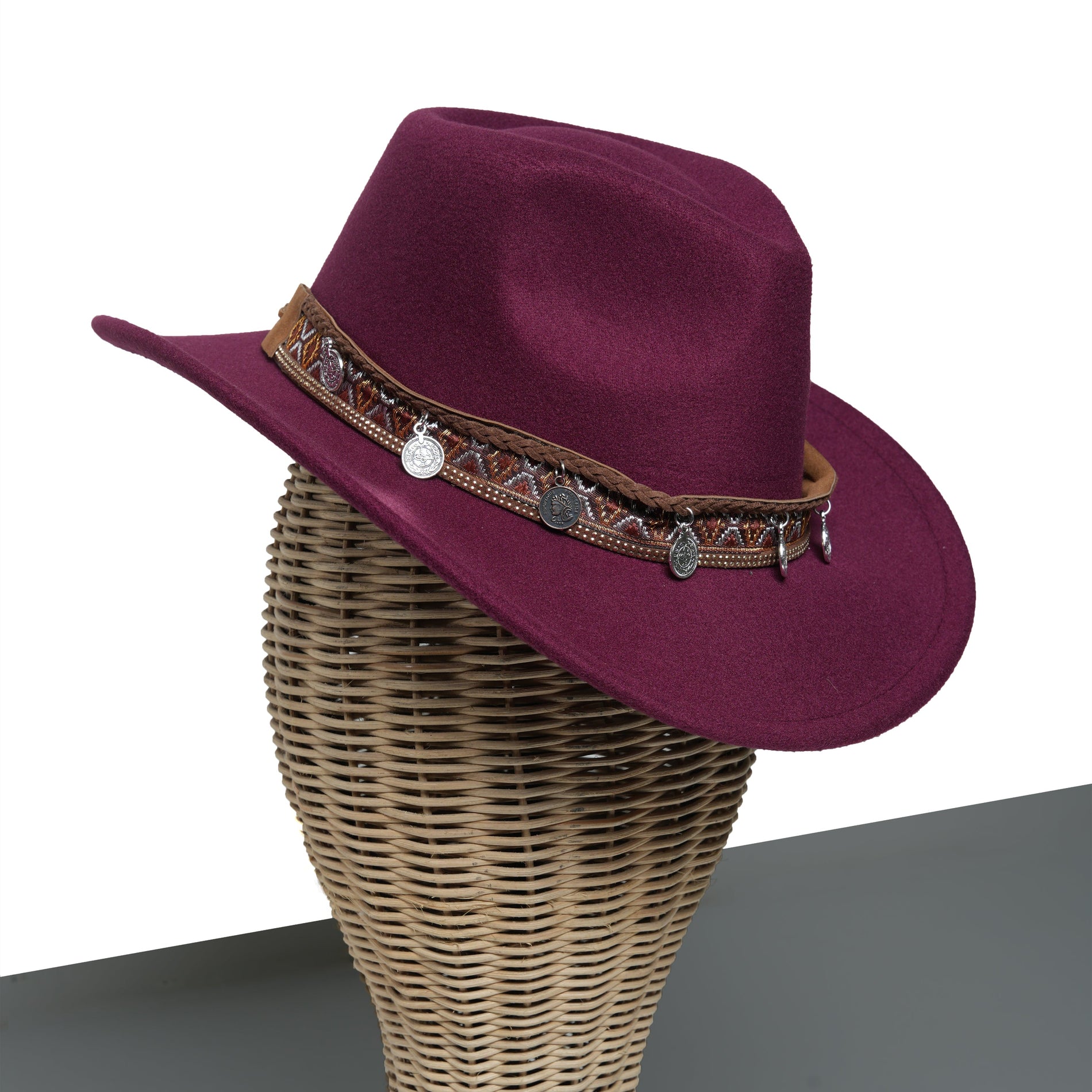 Chokore  Chokore Cowboy Hat with Coin Belt (Wine Red) 