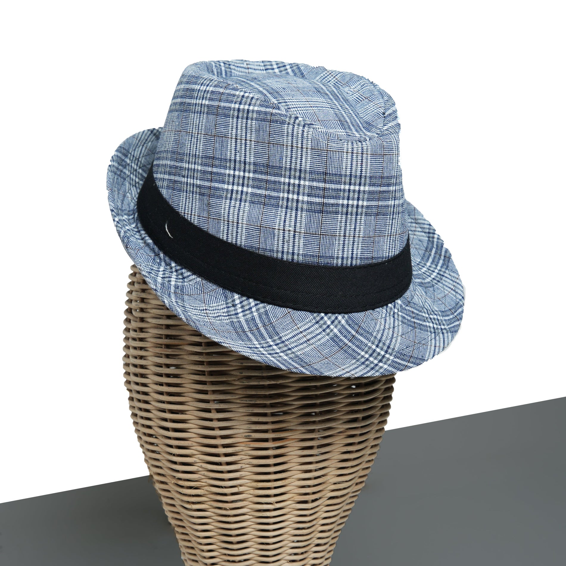 Chokore  Chokore Classic Plaid Fedora Hat (Navy) 