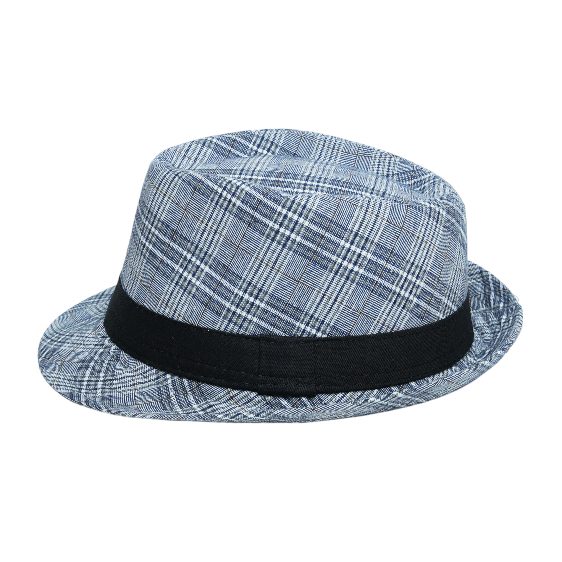 Chokore Chokore Classic Plaid Fedora Hat (Navy) Chokore Classic Plaid Fedora Hat (Navy) 