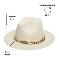 Chokore Chokore Classic Fedora Hat with Stylish Chain Belt (Beige)