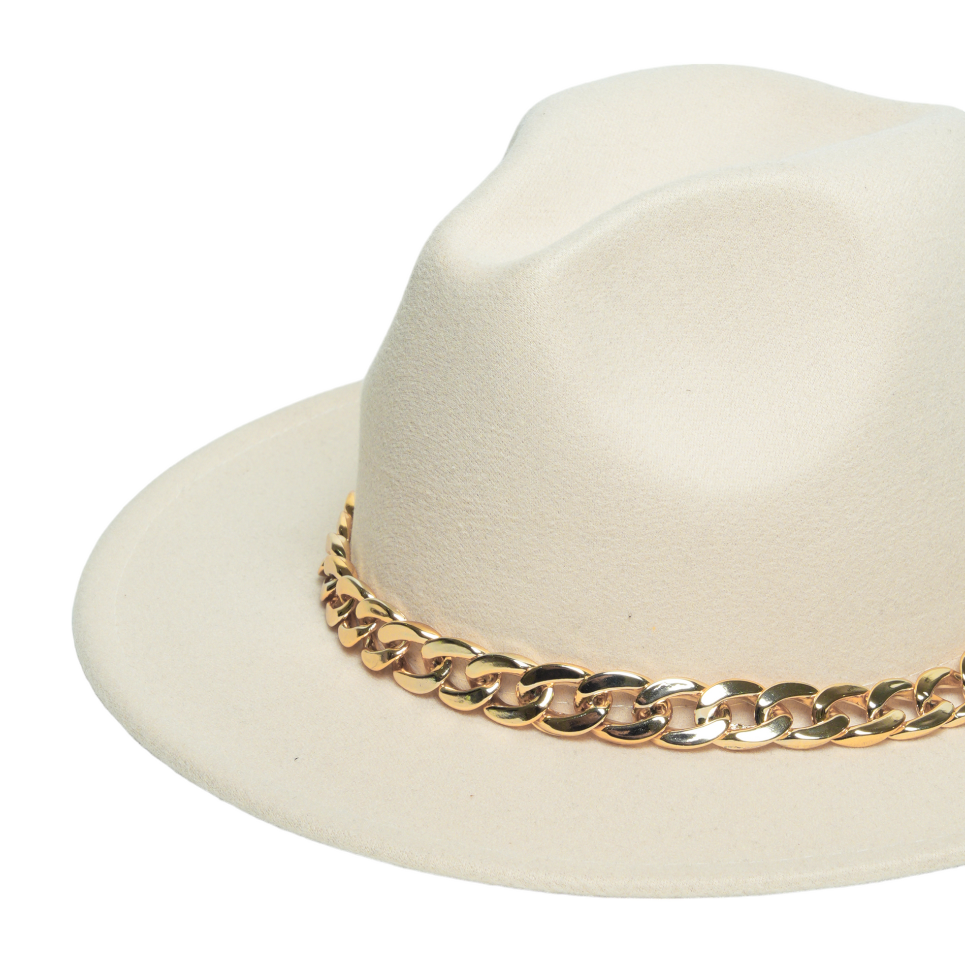 Chokore Chokore Classic Fedora Hat with Stylish Chain Belt (Beige) Chokore Classic Fedora Hat with Stylish Chain Belt (Beige) 