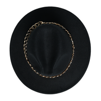 Chokore Chokore Classic Fedora Hat with Stylish Chain Belt (Black)