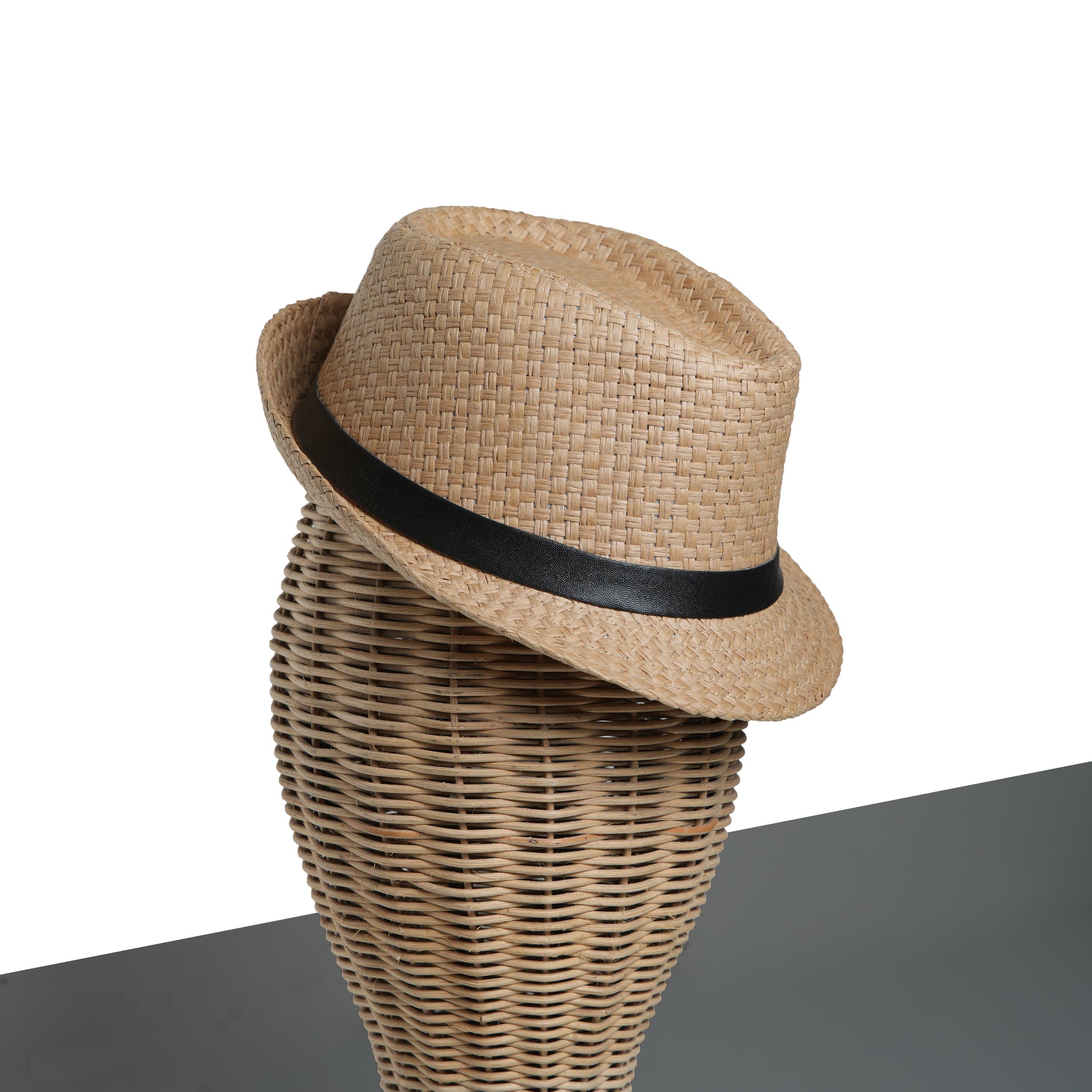 Chokore  Chokore Basket Weave Straw Fedora Hat (Beige) 