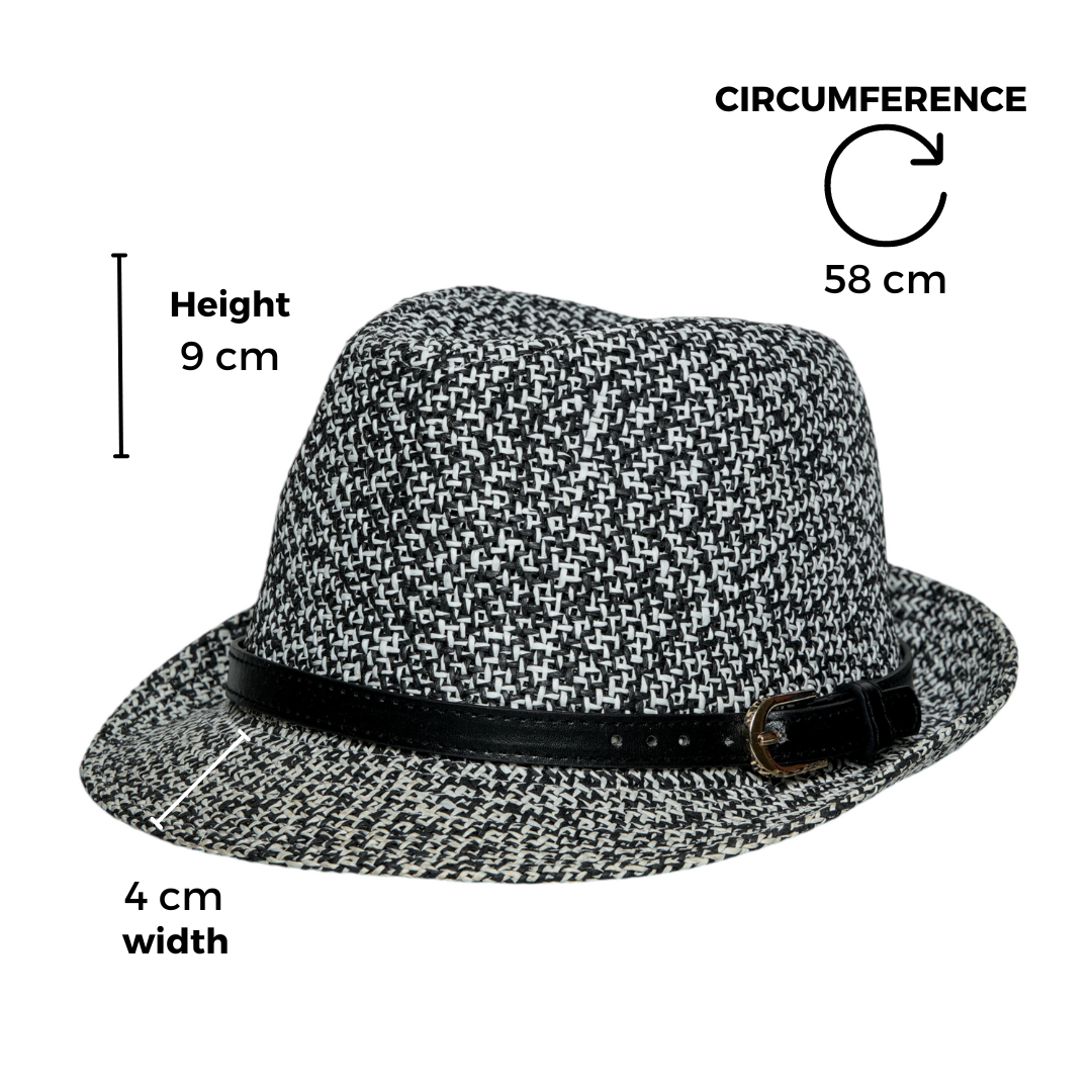 Chokore  Chokore Classic Straw Fedora Hat (Black & White) 