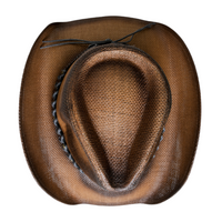 Chokore Chokore Handcrafted Straw Cowboy Hat with Bull Head Belt (Brown)