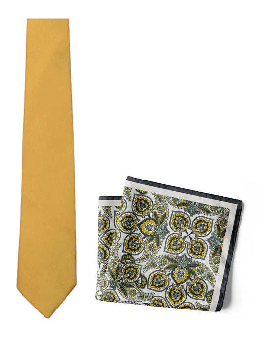 Chokore  Chokore Gulmarg - Pocket Square & Chokore Yellow Silk Tie - Solids range 