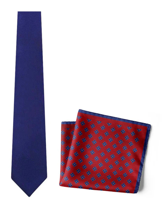 Chokore  Chokore Panjim - Pocket Square & dark blue necktie 