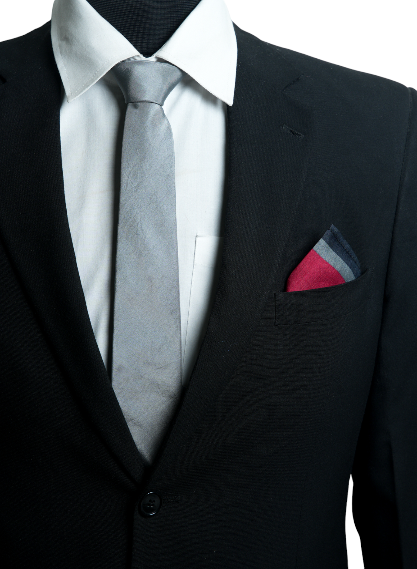 Chokore  Chokore Garnet - Pocket Square & Chokore Dark Grey Twill Silk Tie - Solids line 