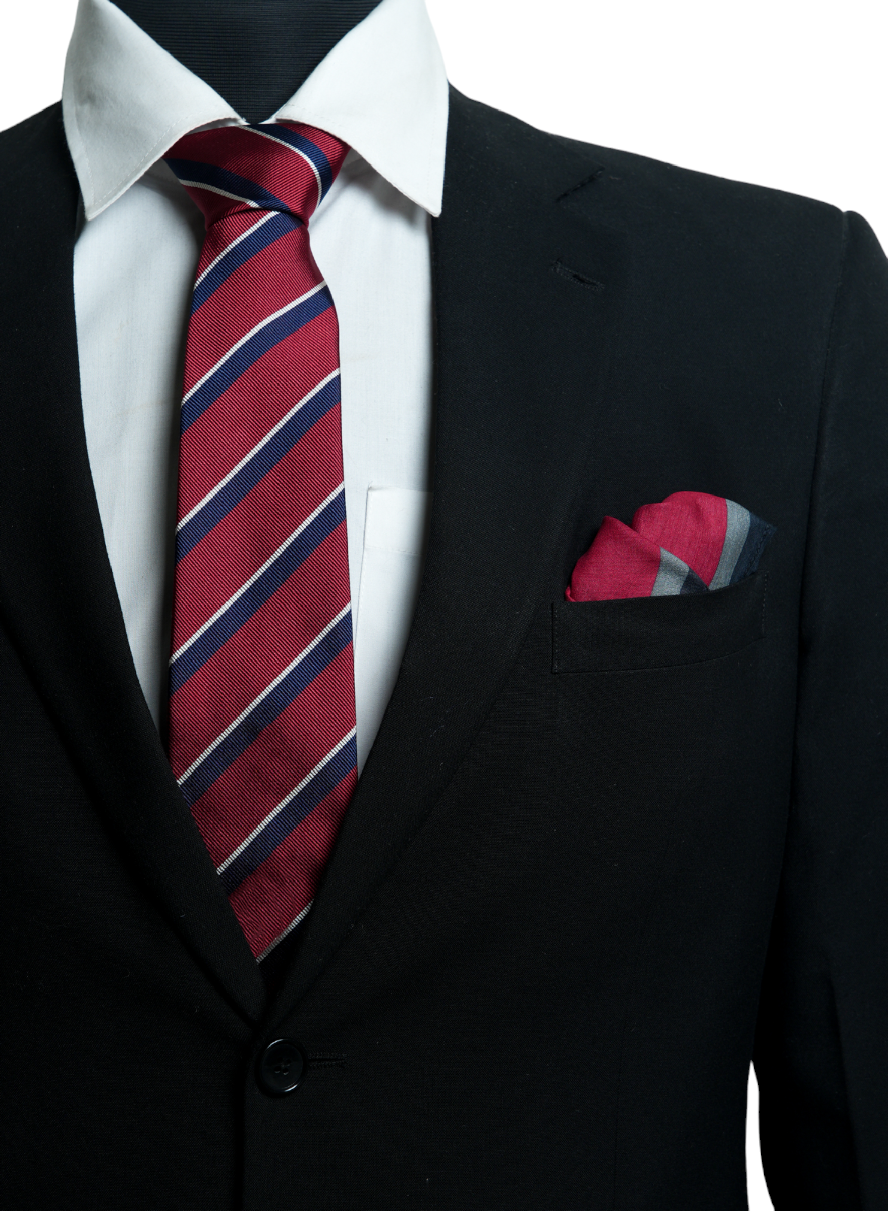 Chokore  Chokore Garnet - Pocket Square & Chokore Repp Tie (Red) Necktie 