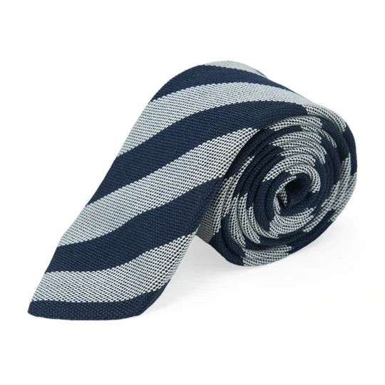 Chokore Chokore Quartz - Pocket Square & Stripes (Navy & Silver) Necktie Chokore Quartz - Pocket Square & Stripes (Navy & Silver) Necktie 