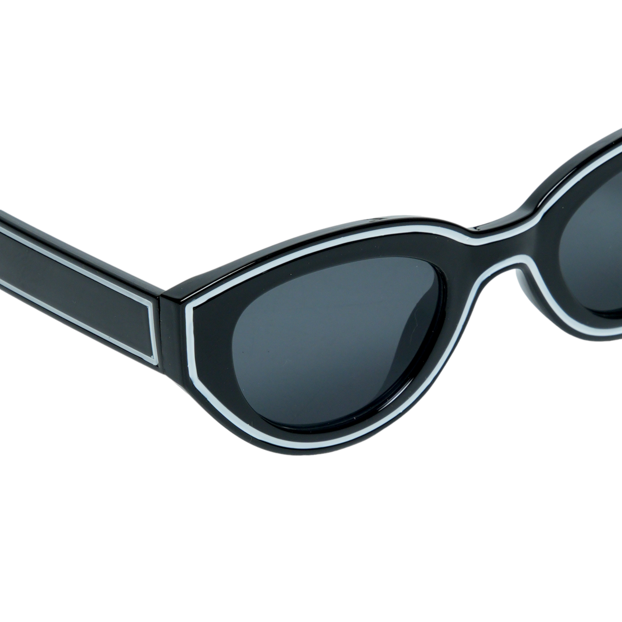Chokore Vintage Cat-Eye Oversized Sunglasses (Black with White Outline)