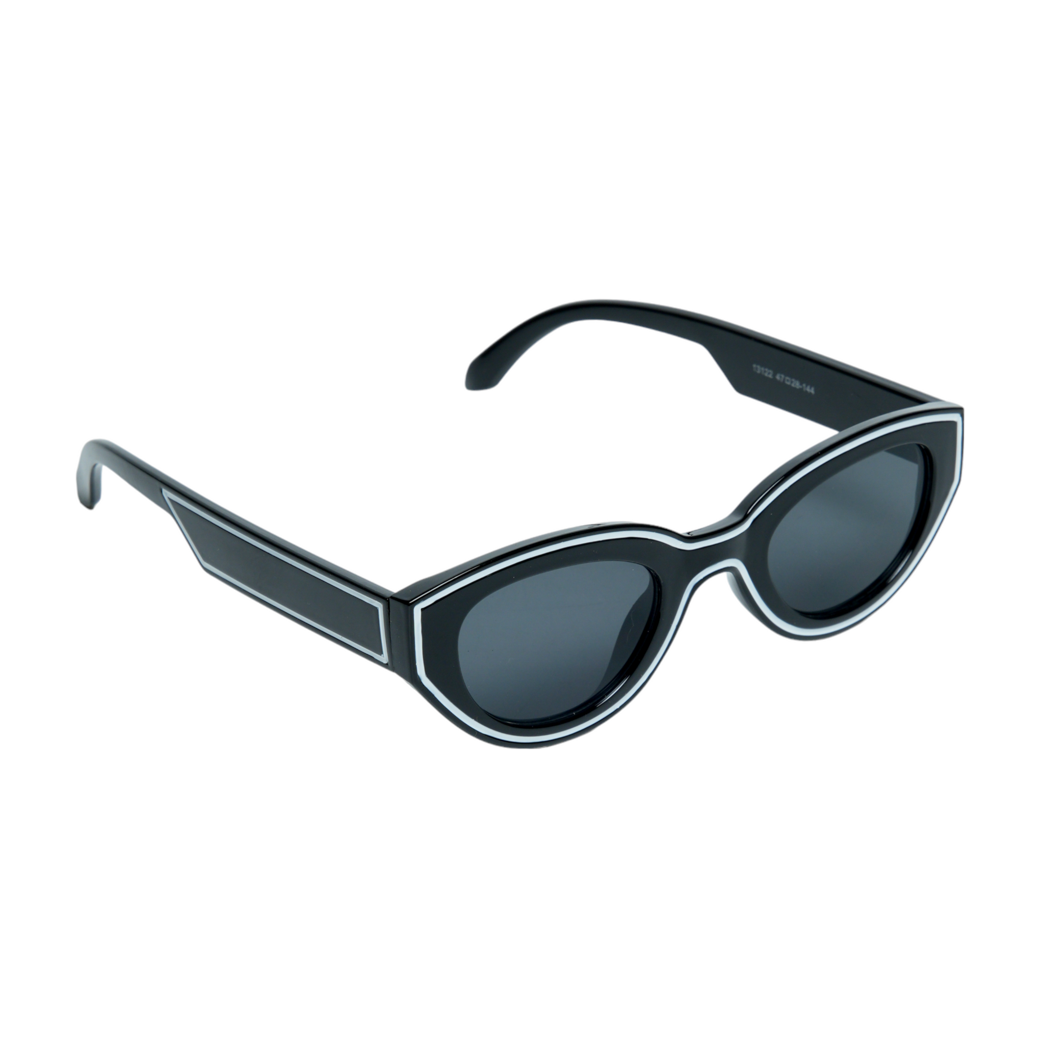 Chokore Vintage Cat-Eye Oversized Sunglasses (Black with White Outline)