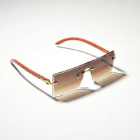 Chokore Chokore Rimless Leopard Square Sunglasses (Brown)