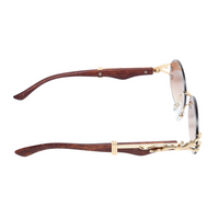 Chokore Chokore Leopard-design Rimless Sunglasses with Wooden Temples (Brown)