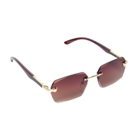 Chokore Chokore Rimless Leopard Head Sunglasses with Wooden Temple (Brown)