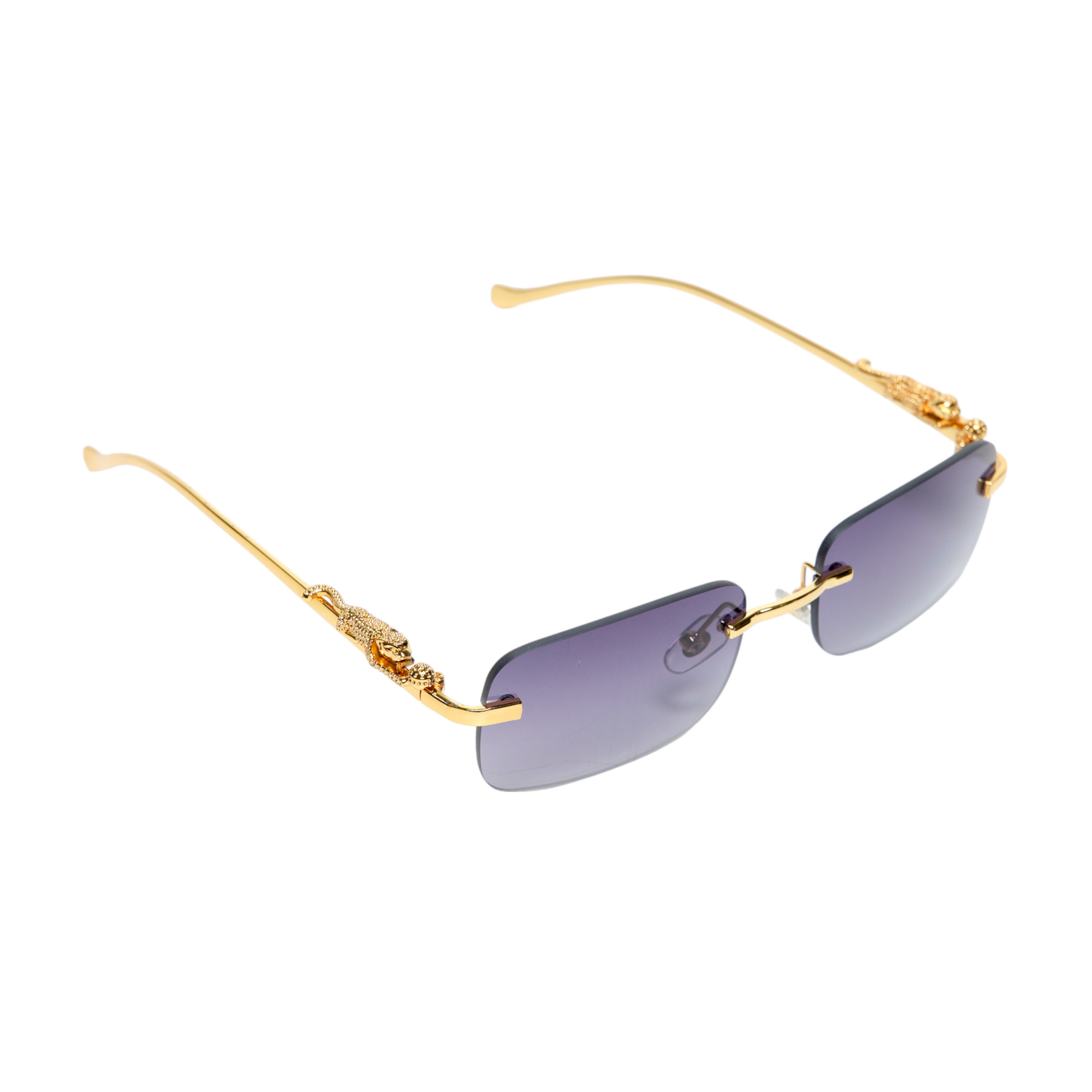 Chokore Rimless Rectangular Leopard Sunglasses (Black)