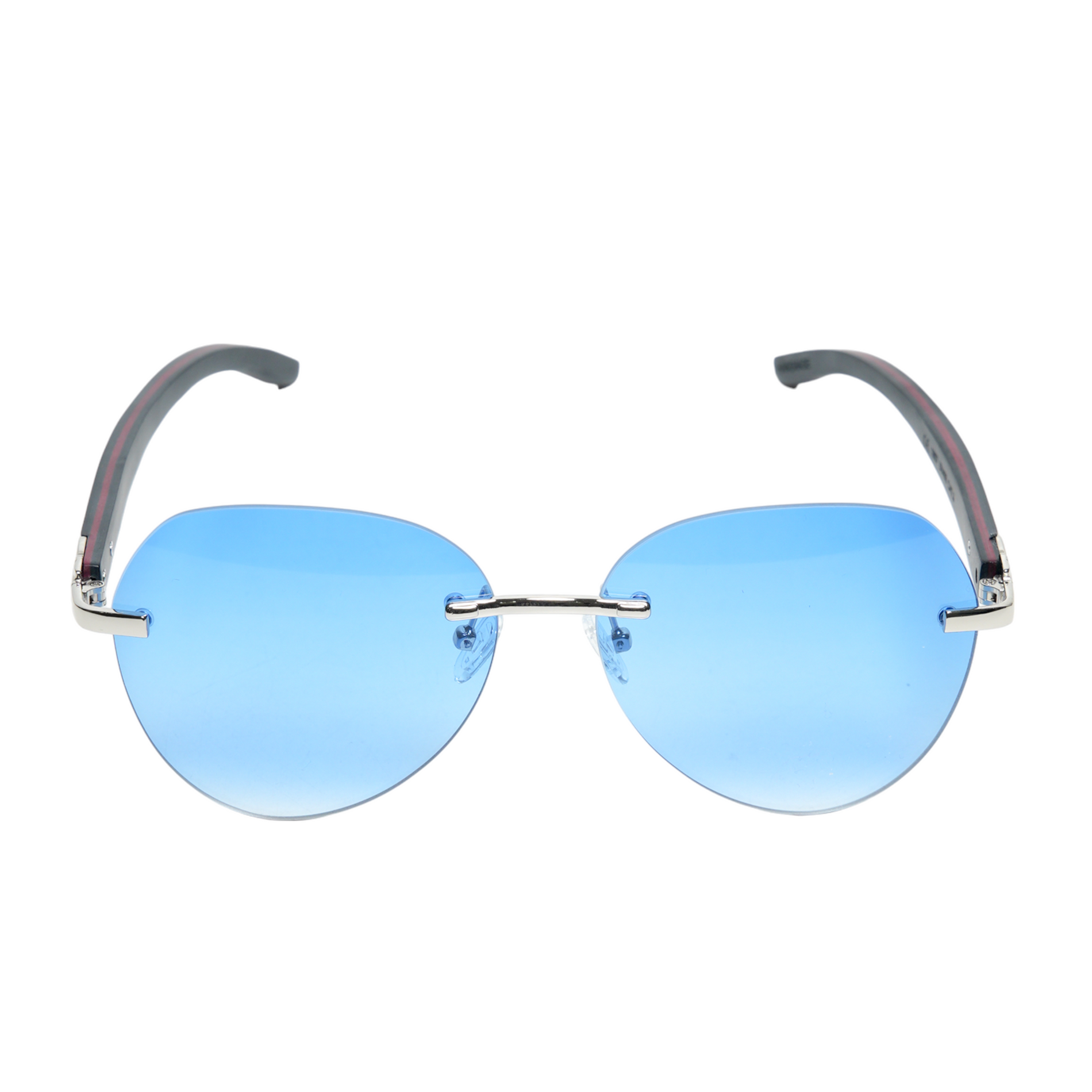 Chokore  Chokore Rimless Oversized Sunglasses with Wooden Temple (Blue) 