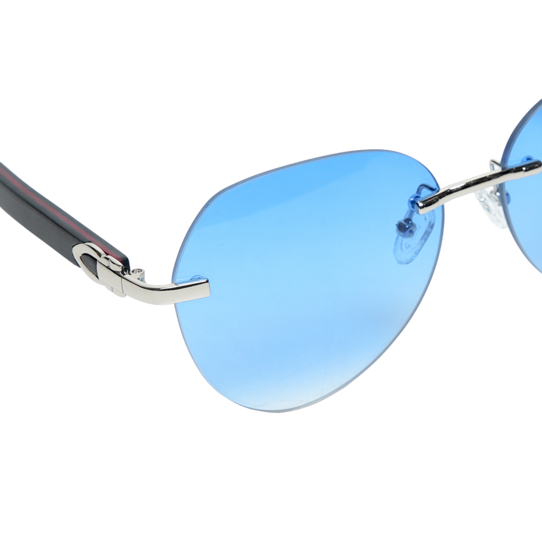 Chokore Chokore Rimless Oversized Sunglasses with Wooden Temple (Blue) Chokore Rimless Oversized Sunglasses with Wooden Temple (Blue) 