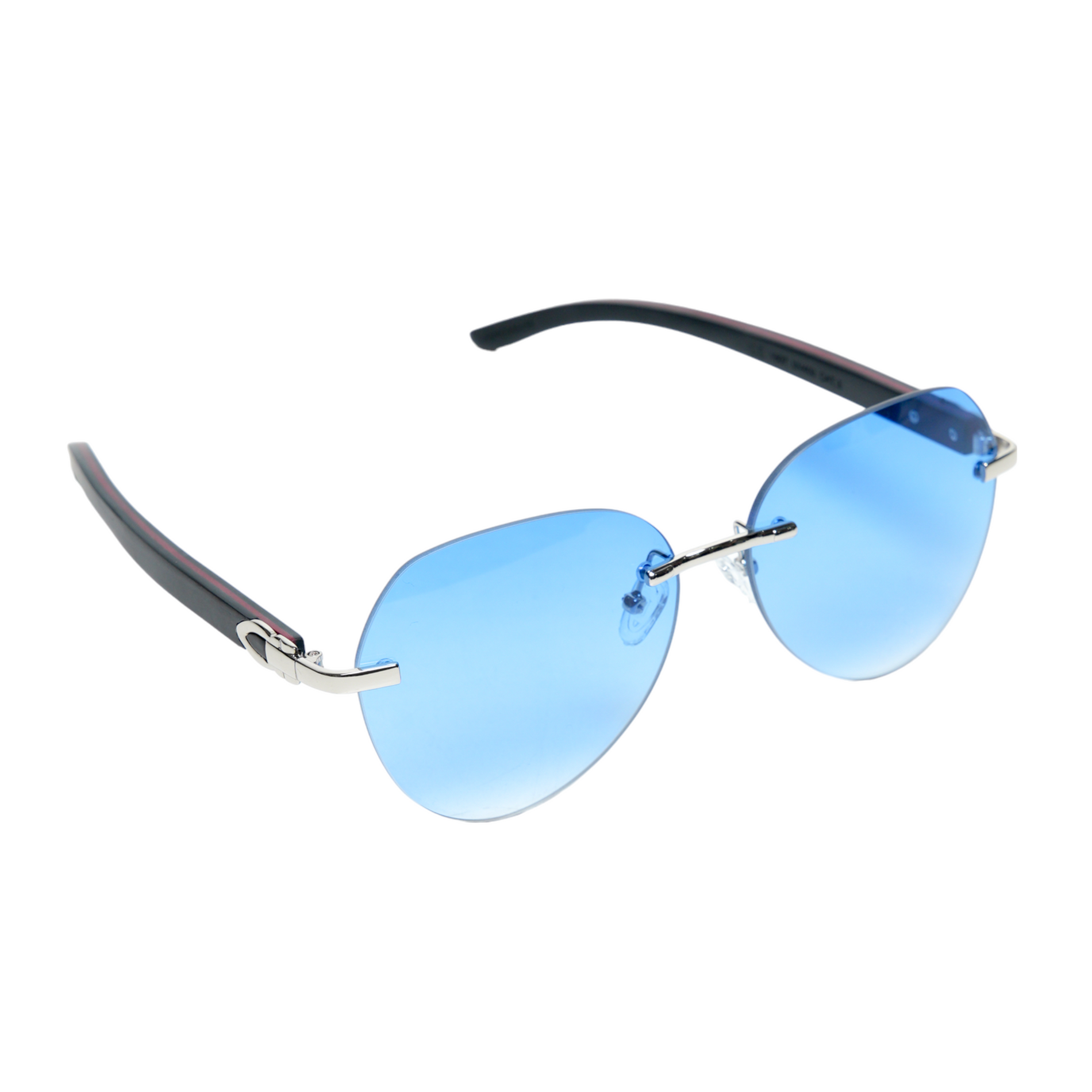 Chokore Chokore Rimless Oversized Sunglasses with Wooden Temple (Blue) Chokore Rimless Oversized Sunglasses with Wooden Temple (Blue) 