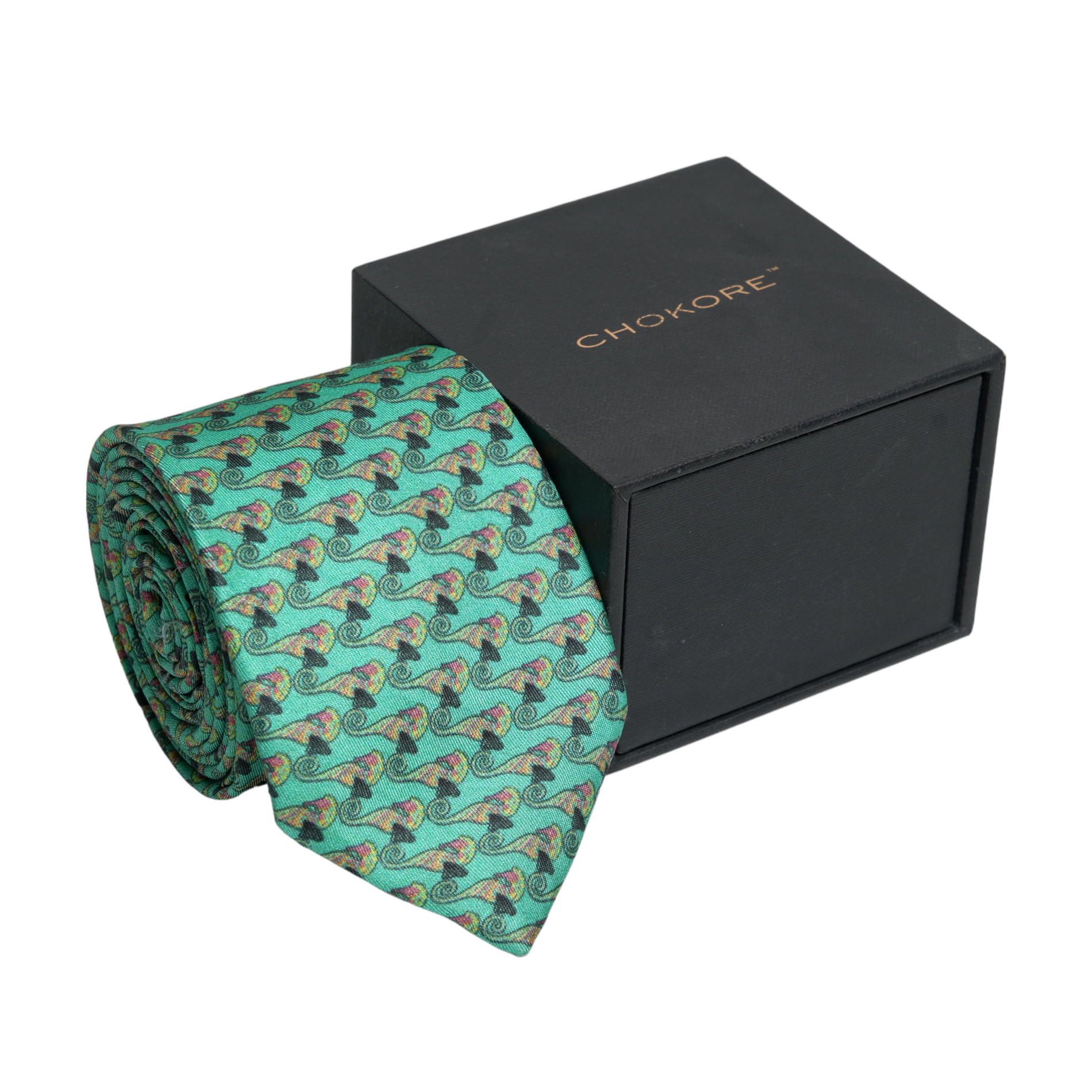 Chokore Chokore Sea Green Seahorse Silk Necktie - Wildlife Range Chokore Sea Green Seahorse Silk Necktie - Wildlife Range 