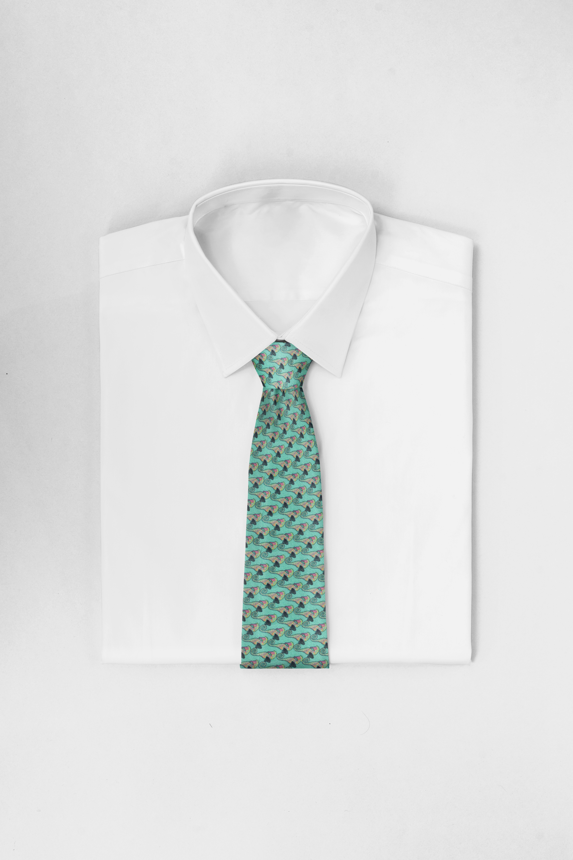 Chokore Chokore Sea Green Seahorse Silk Necktie - Wildlife Range Chokore Sea Green Seahorse Silk Necktie - Wildlife Range 