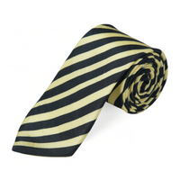 Chokore Chokore Off-White & Black Stripes Silk Necktie - Plaids Range