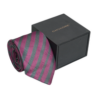 Chokore Chokore Mauve & Gray Stripes Silk Necktie - Plaids Range