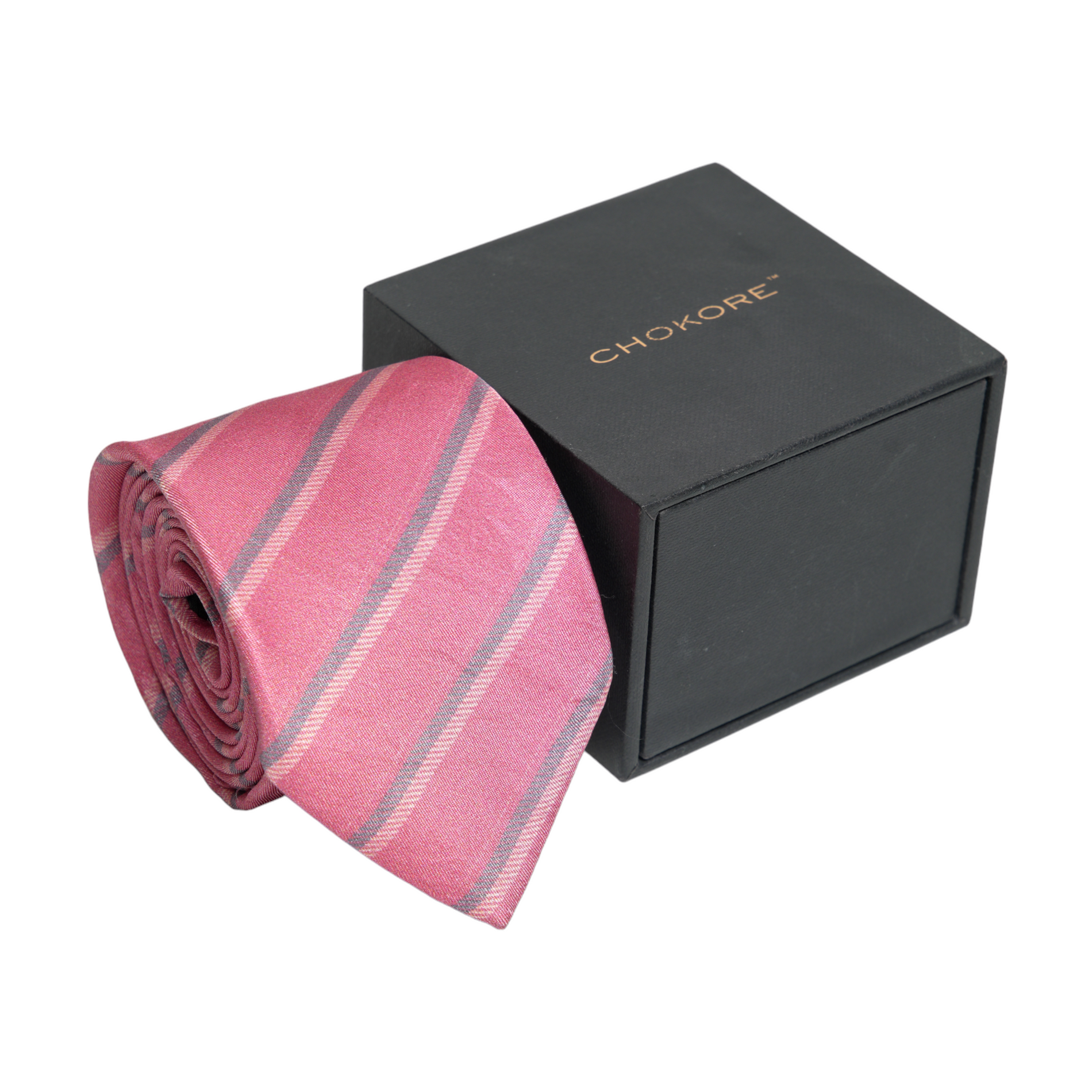 Chokore Chokore Pink Striped Silk Necktie - Plaids Range Chokore Pink Striped Silk Necktie - Plaids Range 