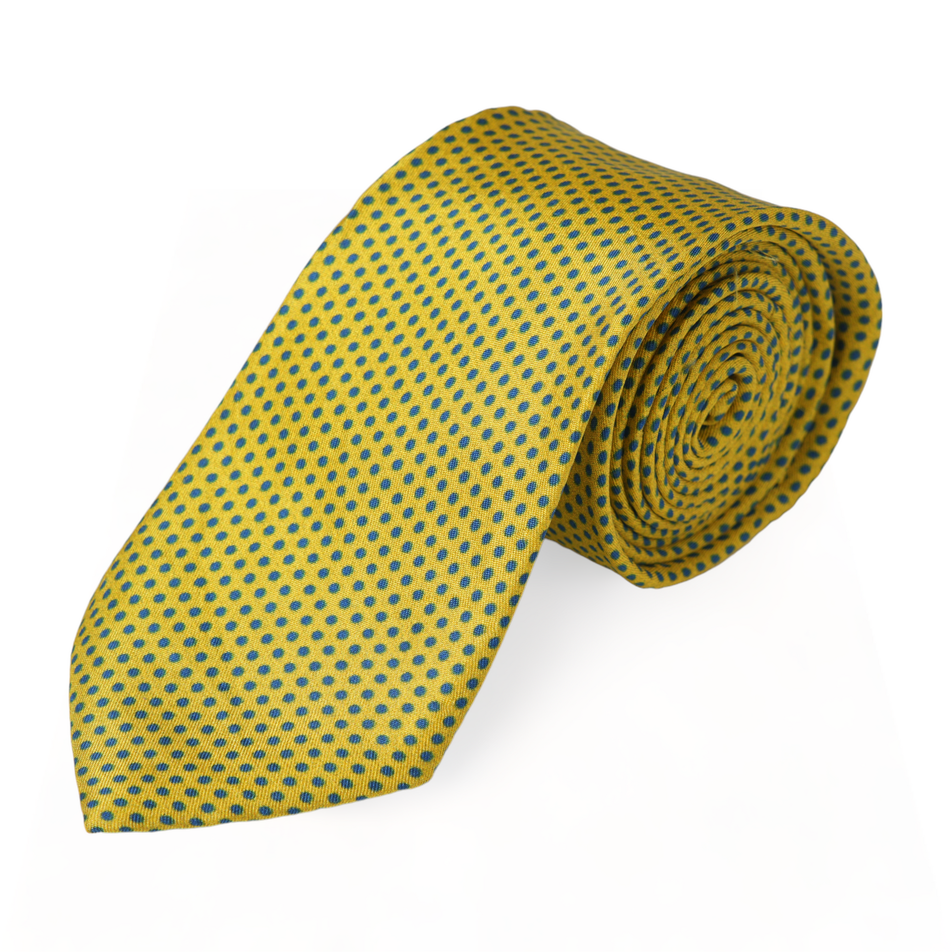 Chokore  Chokore Yellow & Navy Dots Silk Necktie - Indian at Heart Range 