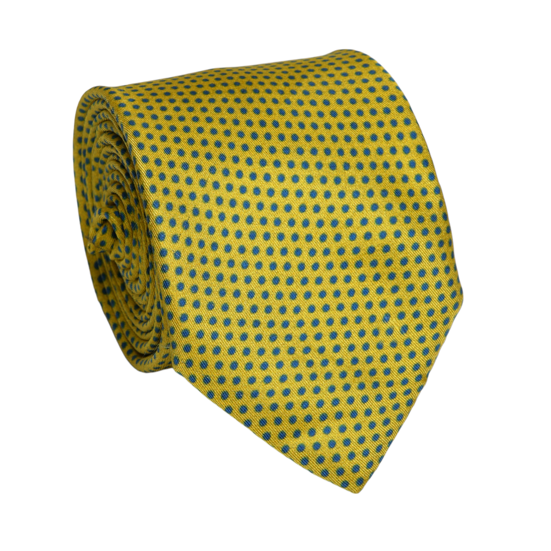 Chokore Chokore Yellow & Navy Dots Silk Necktie - Indian at Heart Range Chokore Yellow & Navy Dots Silk Necktie - Indian at Heart Range 