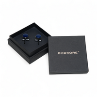 Chokore Chokore Round Silver Cufflinks (Blue)