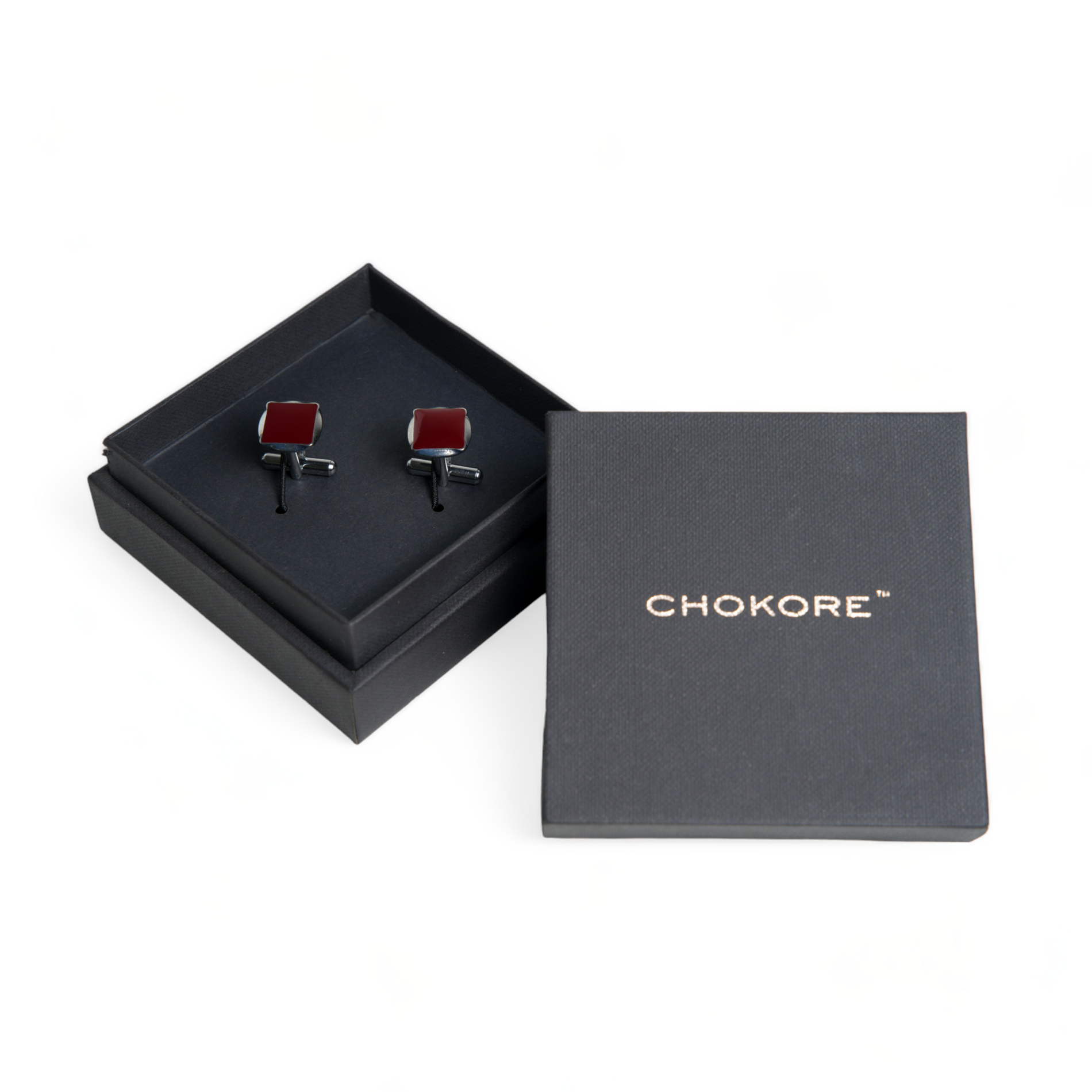 Chokore Chokore Circular Square Cufflinks (Burgundy) Chokore Circular Square Cufflinks (Burgundy) 