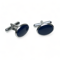 Chokore Chokore Silver Oval Cufflinks (Blue)