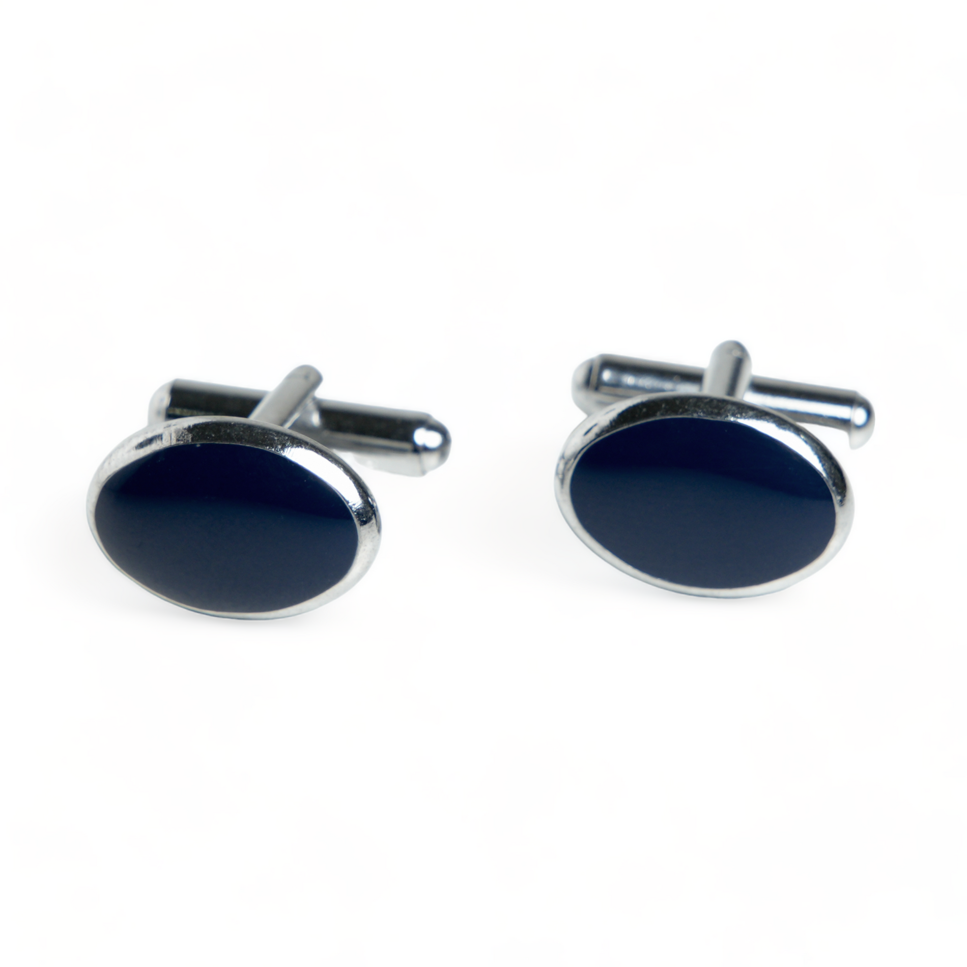 Chokore Chokore Silver Oval Cufflinks (Blue) Chokore Silver Oval Cufflinks (Blue) 