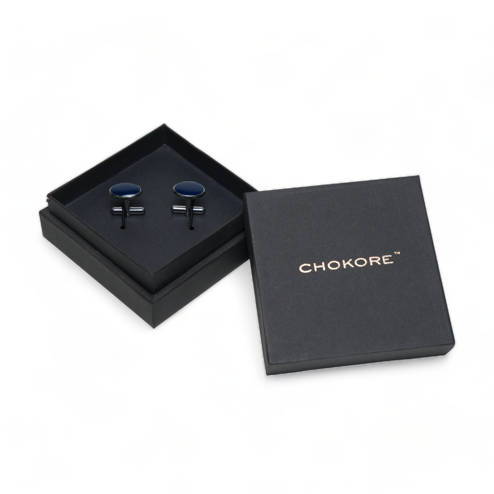 Chokore Chokore Silver Oval Cufflinks (Blue) Chokore Silver Oval Cufflinks (Blue) 