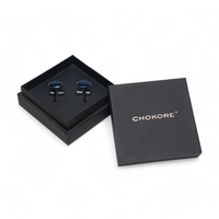 Chokore Chokore Silver Oval Cufflinks (Blue)