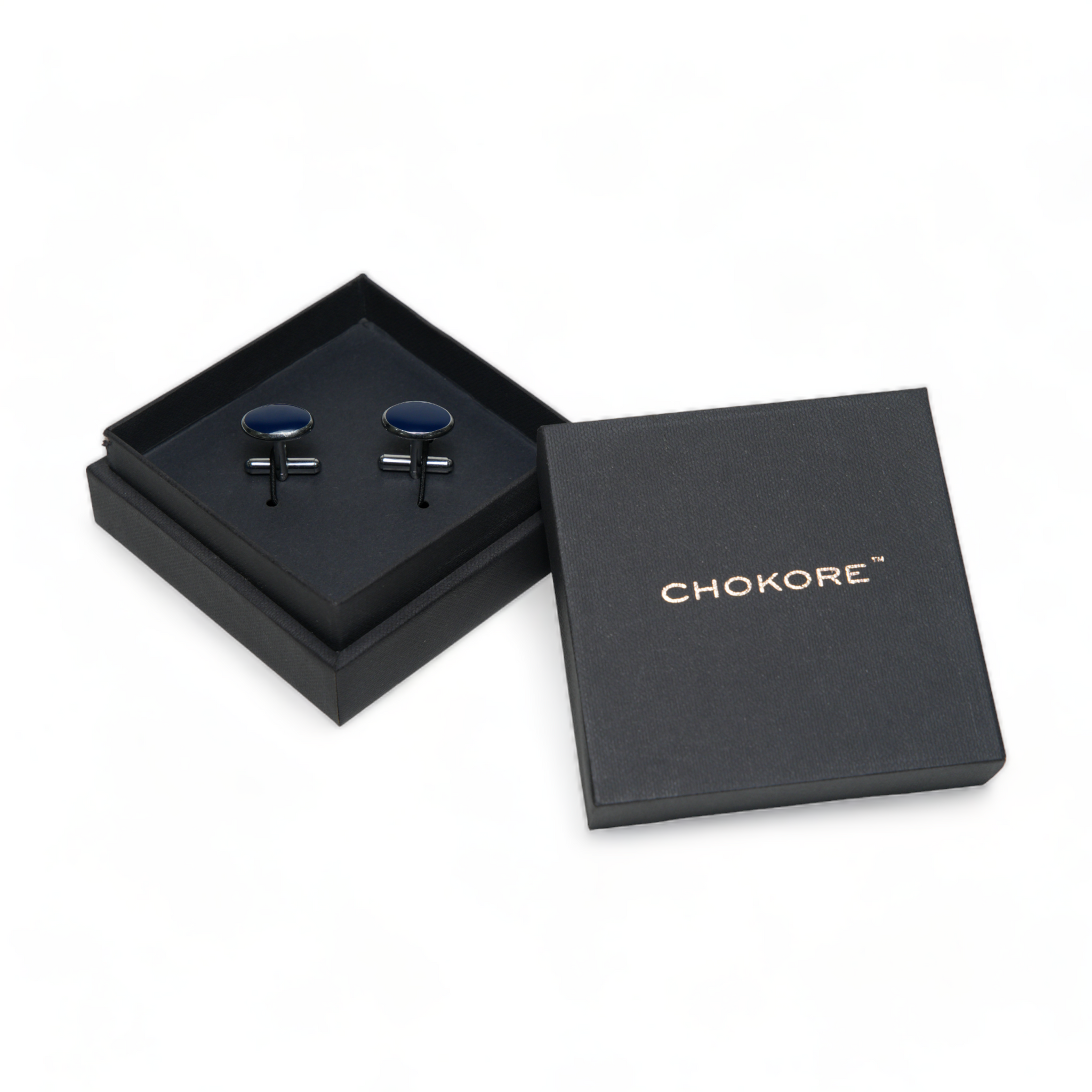 Chokore Silver Oval Cufflinks (Blue)