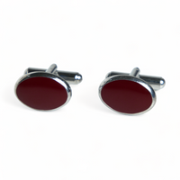 Chokore Chokore Silver Oval Cufflinks (Burgundy)